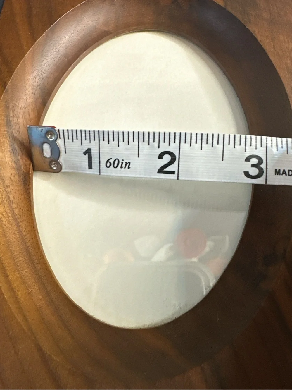 Vintage 80’ wooden double oval picture frame hold 4.5 x 3 inch photos